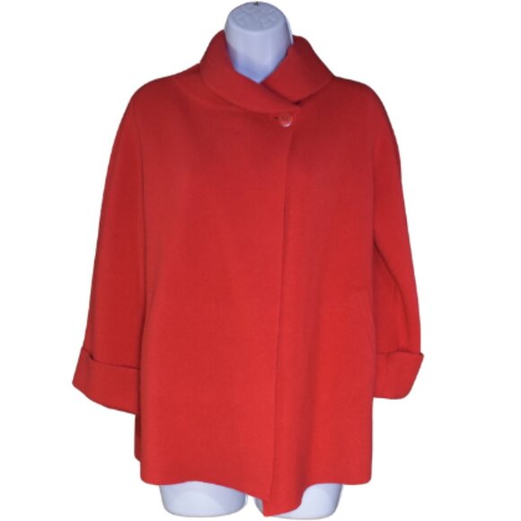 Adrienne Vittadini 100% Cashmere Red Jacket Coat Size Small Chic Holiday - Picture 1 of 13